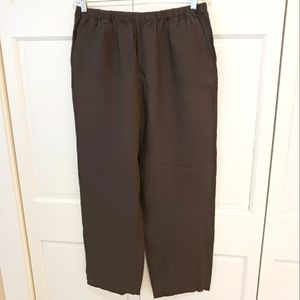 Eileen Fisher 100% Irish linen gray with green undertone pants